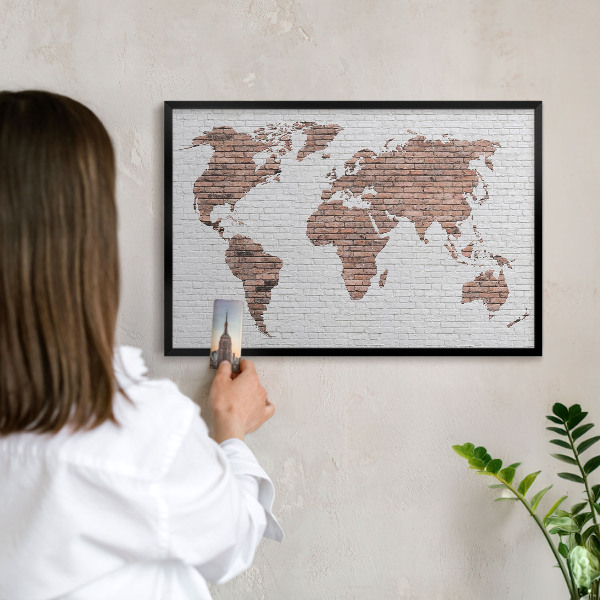 Tableau magnétique encadré de couleur noire Carte en briques