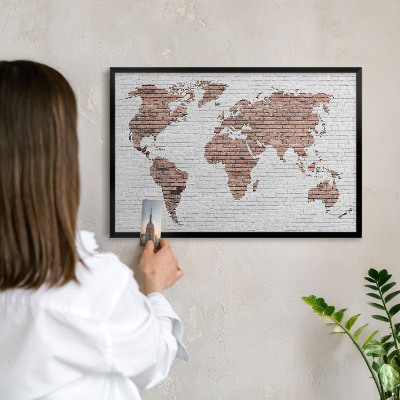 Tableau magnétique encadré de couleur noire Carte en briques