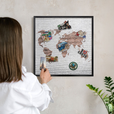 Tableau magnétique encadré de couleur noire Carte en briques