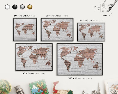 Tableau magnétique encadré de couleur noire Carte en briques