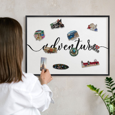 Tableau magnétique encadré de couleur noire Aventure écrite