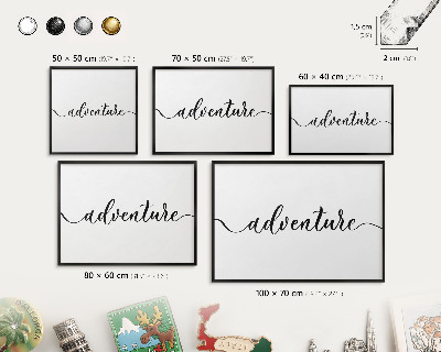 Tableau magnétique encadré de couleur noire Aventure écrite