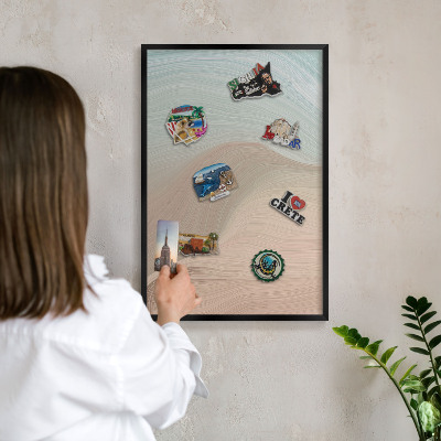 Panneau pour aimants souvenirs cadre noir Tourbillon pastel