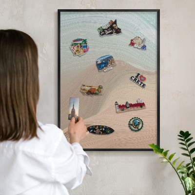 Panneau pour aimants souvenirs cadre noir Tourbillon pastel