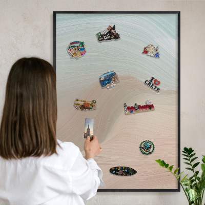Panneau pour aimants souvenirs cadre noir Tourbillon pastel