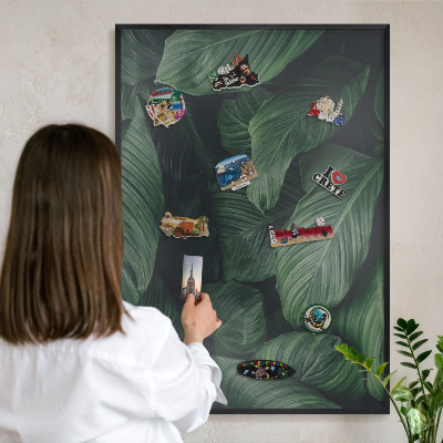 Tableau magnétique encadré de couleur noire La verdure de la nature