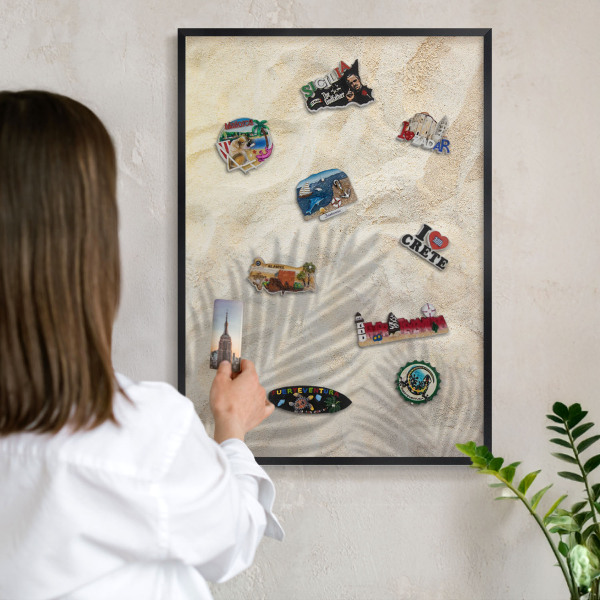 Tableau magnétique encadré de couleur noire Motif tropical