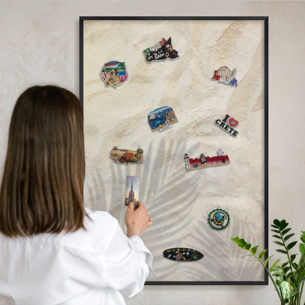 Tableau magnétique encadré de couleur noire Motif tropical