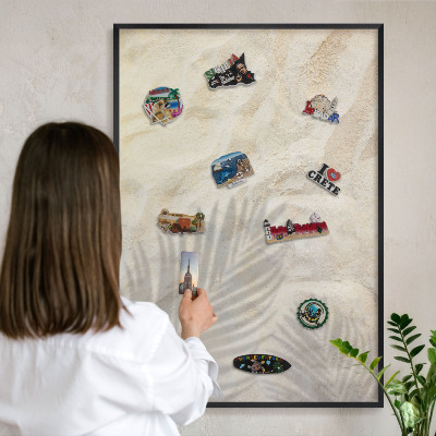 Tableau magnétique encadré de couleur noire Motif tropical