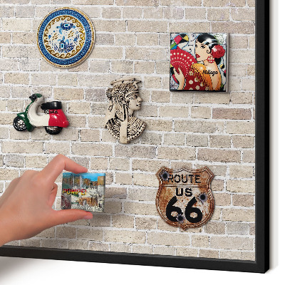 Panneau pour aimants souvenirs cadre noir Motif brique