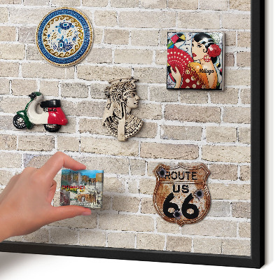 Panneau pour aimants souvenirs cadre noir Motif brique