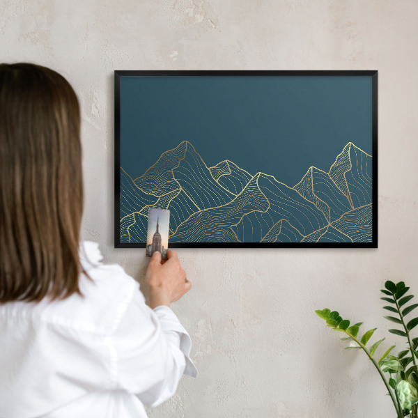 Tableau magnétique encadré de couleur noire Minimalisme montagnard