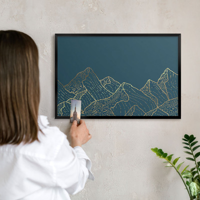 Tableau magnétique encadré de couleur noire Minimalisme montagnard
