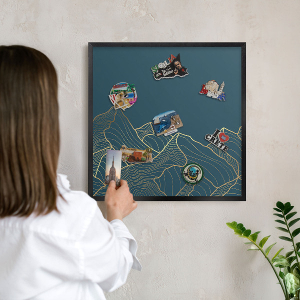 Tableau magnétique encadré de couleur noire Minimalisme montagnard