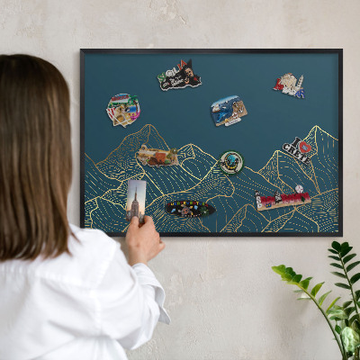 Tableau magnétique encadré de couleur noire Minimalisme montagnard