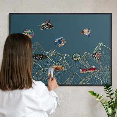 Tableau magnétique encadré de couleur noire Minimalisme montagnard