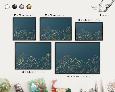 Tableau magnétique encadré de couleur noire Minimalisme montagnard