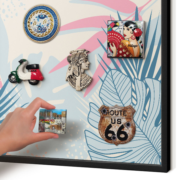 Panneau pour aimants souvenirs cadre noir Abstraction tropicale