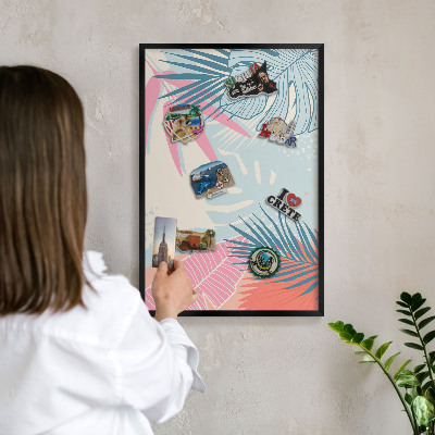Panneau pour aimants souvenirs cadre noir Abstraction tropicale