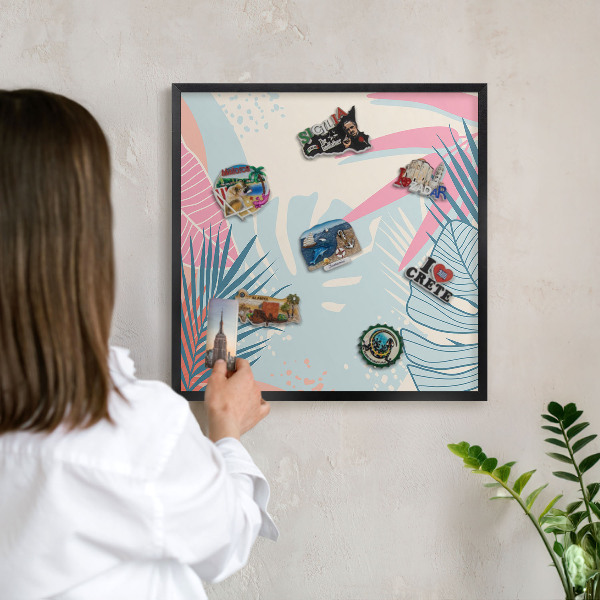 Panneau pour aimants souvenirs cadre noir Abstraction tropicale