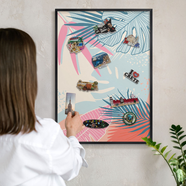 Panneau pour aimants souvenirs cadre noir Abstraction tropicale