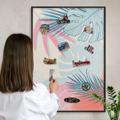 Panneau pour aimants souvenirs cadre noir Abstraction tropicale