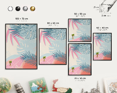 Panneau pour aimants souvenirs cadre noir Abstraction tropicale