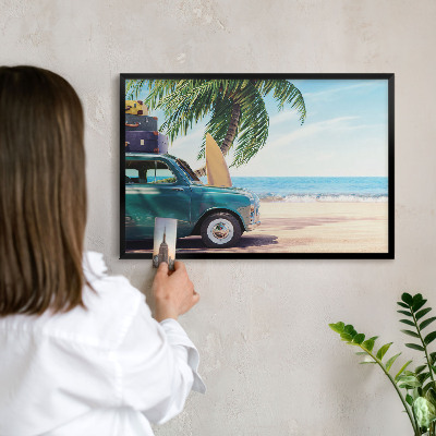 Tableau magnétique encadré de couleur noire Paix des vacances