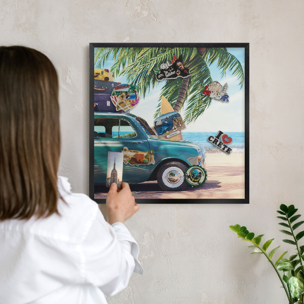 Tableau magnétique encadré de couleur noire Paix des vacances