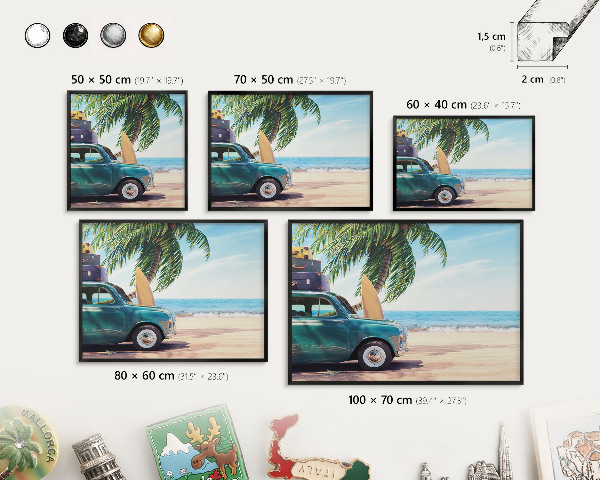 Tableau magnétique encadré de couleur noire Paix des vacances