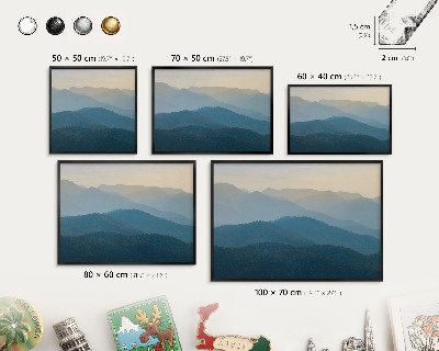 Panneau pour aimants souvenirs cadre noir Vues sur la montagne