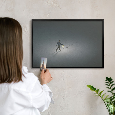 Tableau magnétique encadré de couleur noire Randonnée nocturne