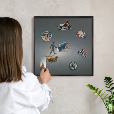 Tableau magnétique encadré de couleur noire Randonnée nocturne