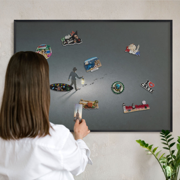 Tableau magnétique encadré de couleur noire Randonnée nocturne