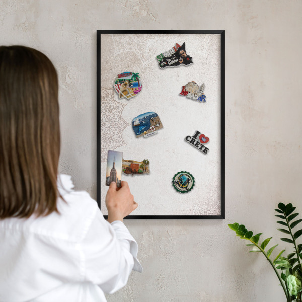 Tableau magnétique encadré de couleur noire Motifs ethniques