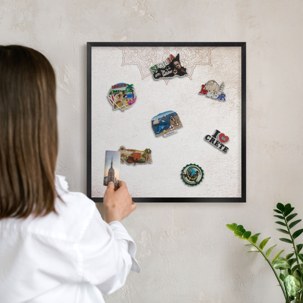 Tableau magnétique encadré de couleur noire Motifs ethniques