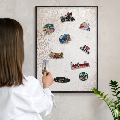 Tableau magnétique encadré de couleur noire Motifs ethniques