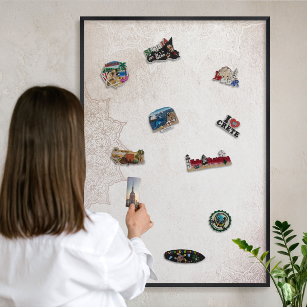 Tableau magnétique encadré de couleur noire Motifs ethniques