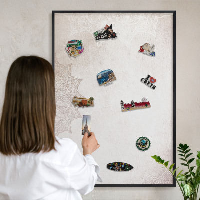 Tableau magnétique encadré de couleur noire Motifs ethniques