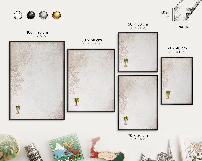 Tableau magnétique encadré de couleur noire Motifs ethniques