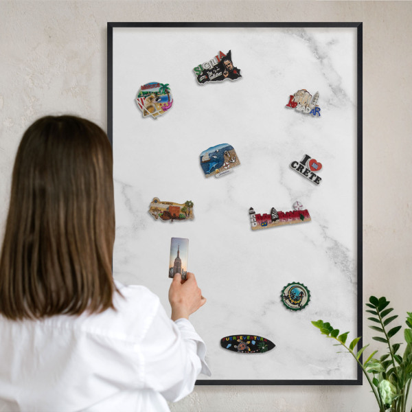 Tableau magnétique encadré de couleur noire Marbre élégant