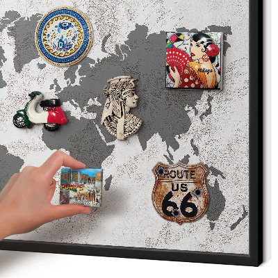 Panneau pour aimants souvenirs cadre noir Carte du monde