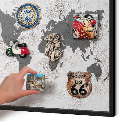 Panneau pour aimants souvenirs cadre noir Carte du monde