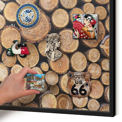 Tableau magnétique encadré de couleur noire Cercles en bois