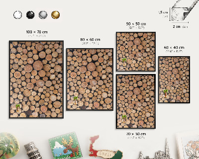 Tableau magnétique encadré de couleur noire Cercles en bois