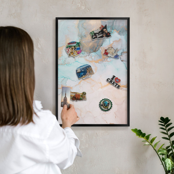 Panneau pour aimants souvenirs cadre noir Formes pastel