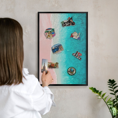 Tableau magnétique encadré de couleur noire Détente estivale