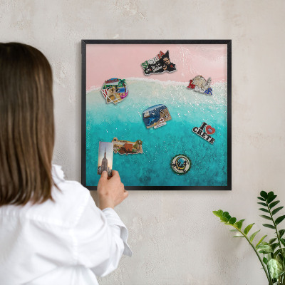 Tableau magnétique encadré de couleur noire Détente estivale