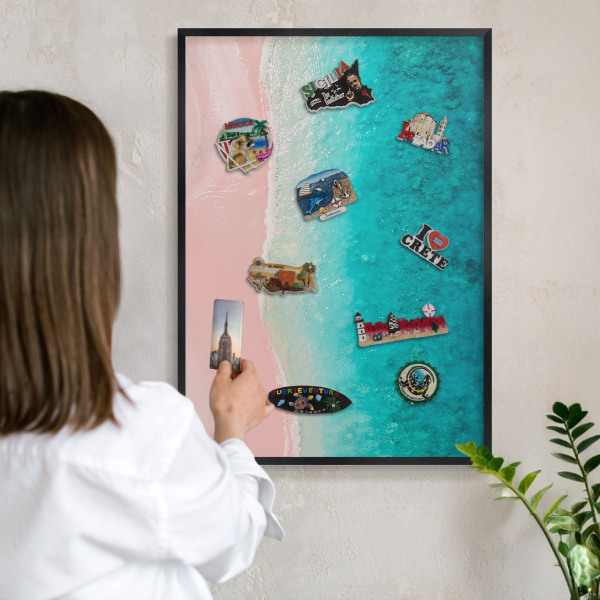Tableau magnétique encadré de couleur noire Détente estivale