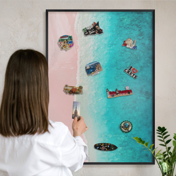 Tableau magnétique encadré de couleur noire Détente estivale